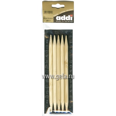 Спицы Addi Чулочные бамбуковые 10 мм / 20 см
