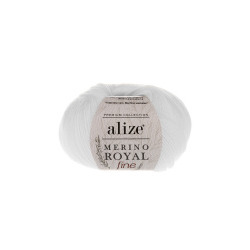 Пряжа Alize Merino Royal Fine (100% шерсть) 10х50г/175м цв.055 белый