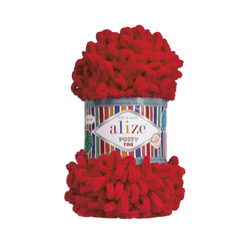 Пряжа Alize Puffy Fine (100% микрополиэстер) 5х100г/14м цв.056 красный