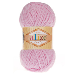 Пряжа Alize Softy (100% микрополиэстер) 5х50г/115м цв.185 детский розовый