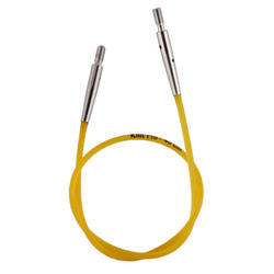Аксессуары Knit Pro Тросик (заглушки 2шт, ключик) для съемных спиц, длина 20см (готовая длина спиц 40см), желтый