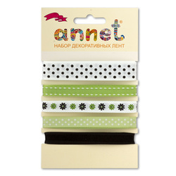 Annet Набор декоративных лент "Annet", уп. 5 отрезов (цв. 003 салатовый)