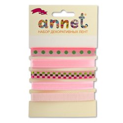 Annet Набор декоративных лент "Annet", уп. 5 отрезов (цв. 003 розовый)
