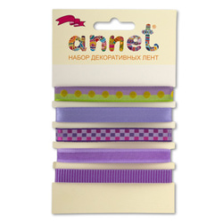 Annet Набор декоративных лент "Annet", уп. 5 отрезов (цв. 002 сиреневый)